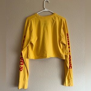 yellow flower crop top long sleeve shirt